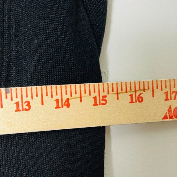 Vince Camuto Knit Dress Women Medium Black Ruffle Sleeve Trim A-Line Career - Picture 4 of 12